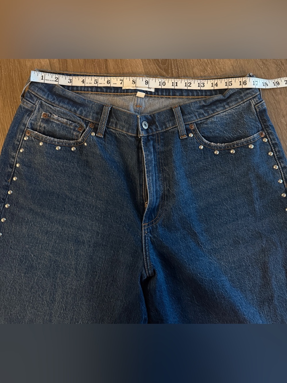 Abercrombie & Fitch The Baggy Low Rise‎ Studded Rhinestone Jeans 12 / 31 - Picture 5 of 6